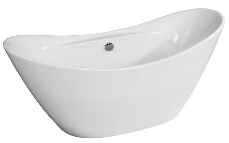White Oval Acrylic Free Standing Soaking Bathtub 68-inch