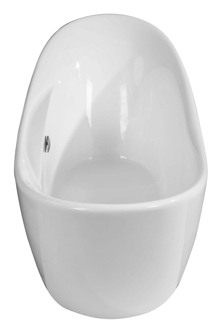 White Oval Acrylic Free Standing Soaking Bathtub 68-inch