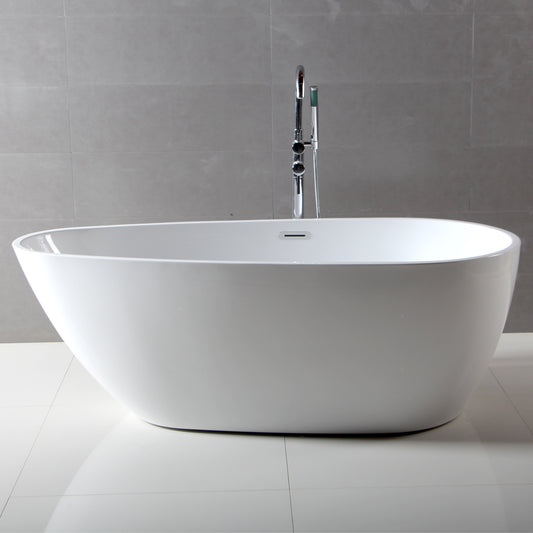 White Oval Acrylic Free Standing Soaking Bathtub
