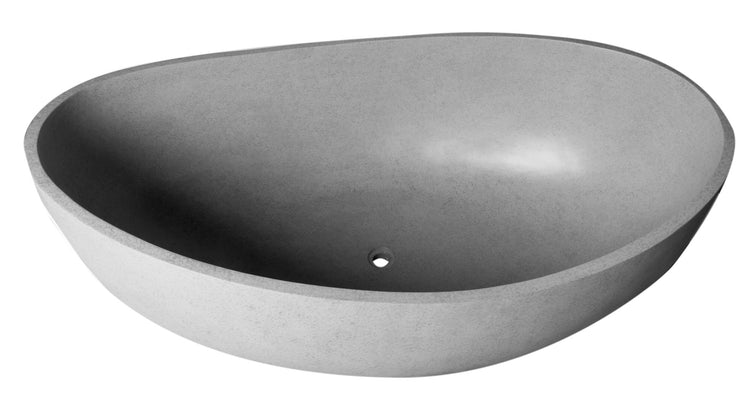 Solid Concrete Gray Matte Oval Bathtub 63-inch