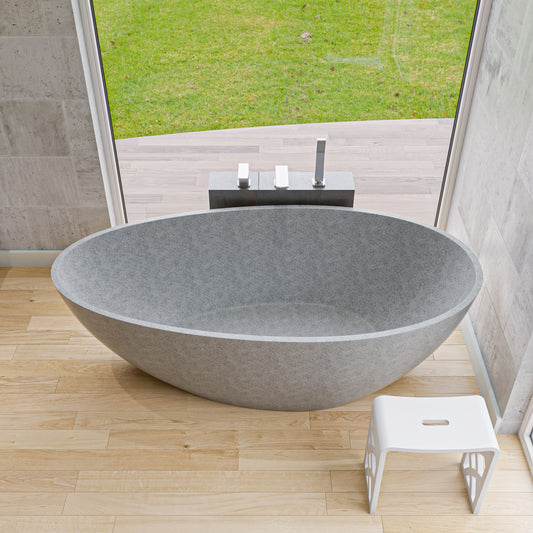 Solid Concrete Tear Drop Free Standing Bathtub 72-inch